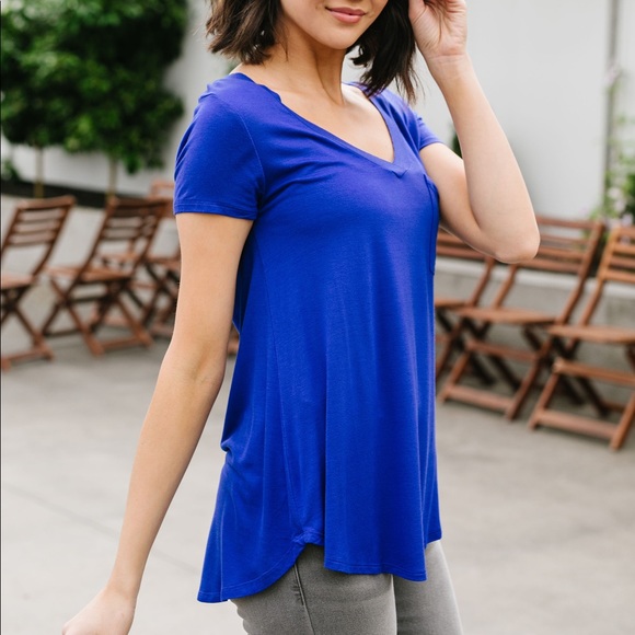 Mono B Everyday V-Neck Tee in Royal Blue - Picture 2 of 8